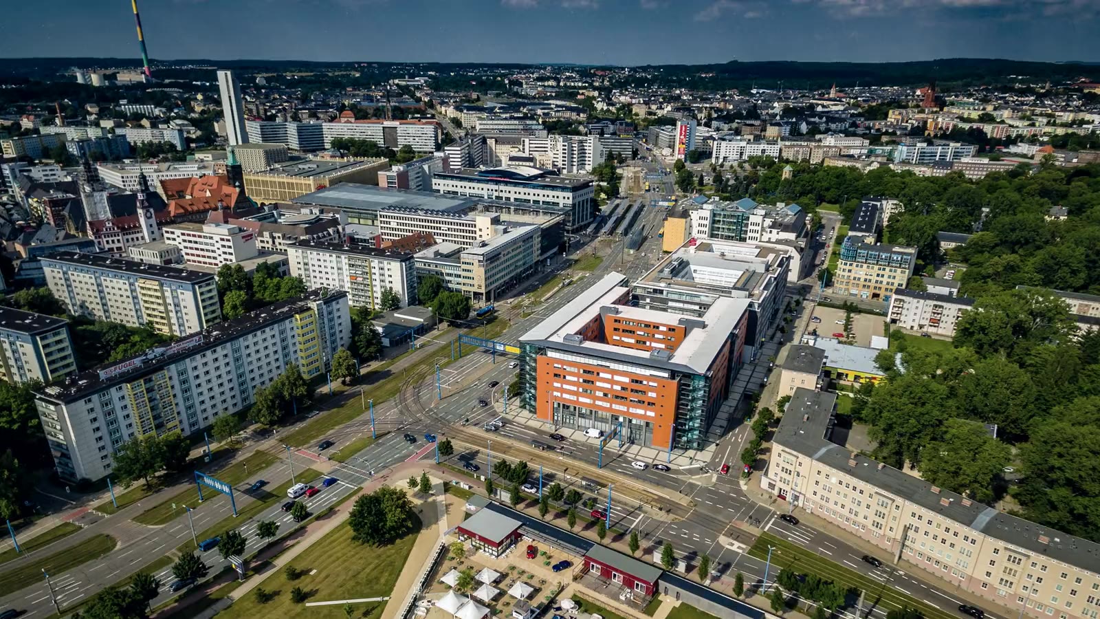 Luftaufnahme der Chemnitzer Innenstadt