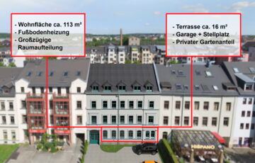 Gestalten Sie selbst mit - 4 Raumwohnung in Sanierung - mit 2 Bädern, Balkon und eigenem Garten in 09111 Chemnitz