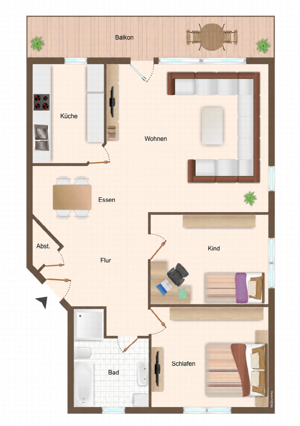 Sanierte 3-Raum-Wohnung mit großem Balkon & Garage in Chemnitz-Adelsberg | Bad mit Dusche & Wanne – Bild 13