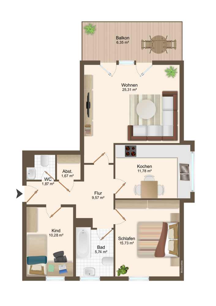 Sicher vermietete Wohnung in sehr gefragter Lage - Garage, Stellplatz